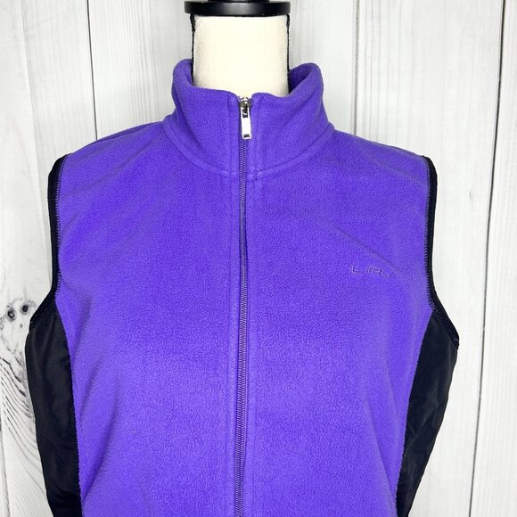 Ralph Lauren Active L-RL Purple Black Fleece Vest Womens Sz XL Full Zip - Picture 2 of 10